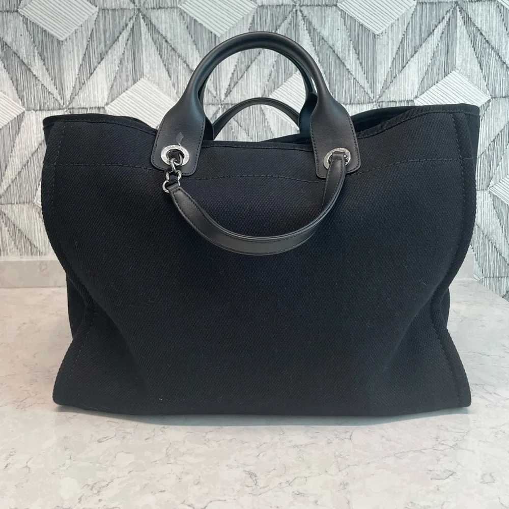 CHANEL Black Canvas Pearl Large Deauville Tote - Picture 2 of 10